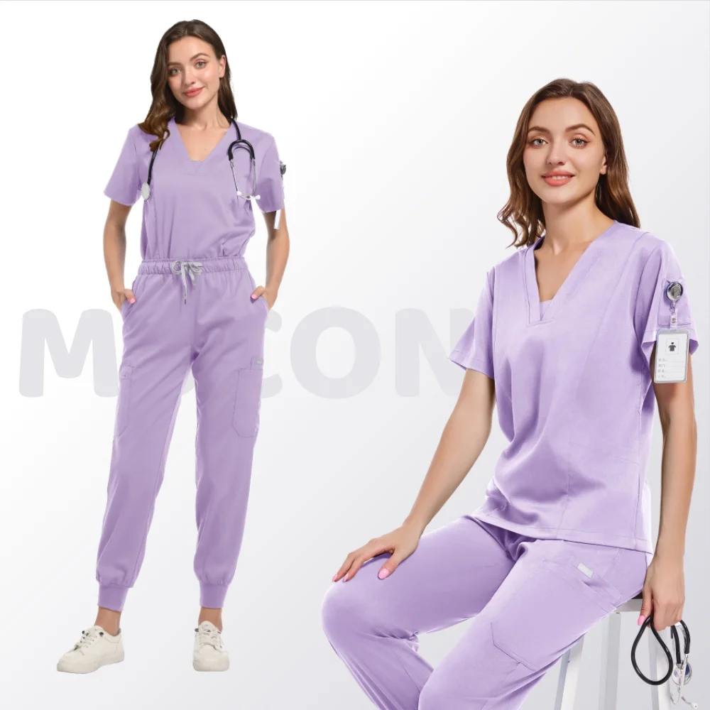 Letnie medyczne ubrania robocze z krótkim rękawem, zestawy odzieży do salonów kosmetycznych, szpitali dla zwierząt, gabinetów dentystycznych, sal operacyjnych, uniformy dla lekarzy i pielęgniarek.
