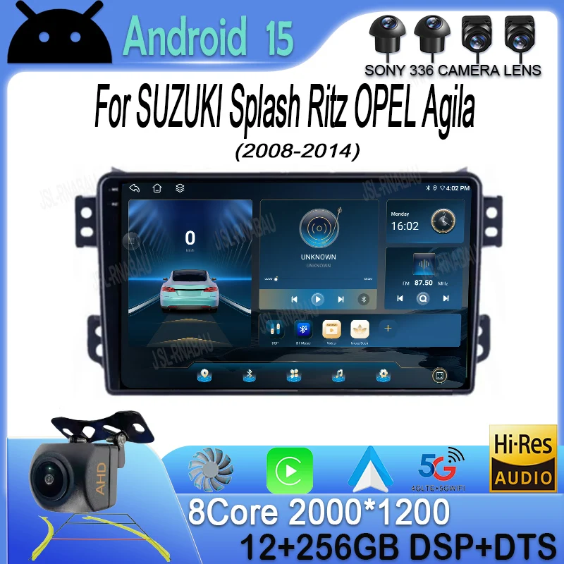 

Android 15 Car Radio For SUZUKI Splash Ritz OPEL Agila 2008-2014 WIFI+4G GPS Navigation Multimedia Player Head Unit 2Din Stereo
