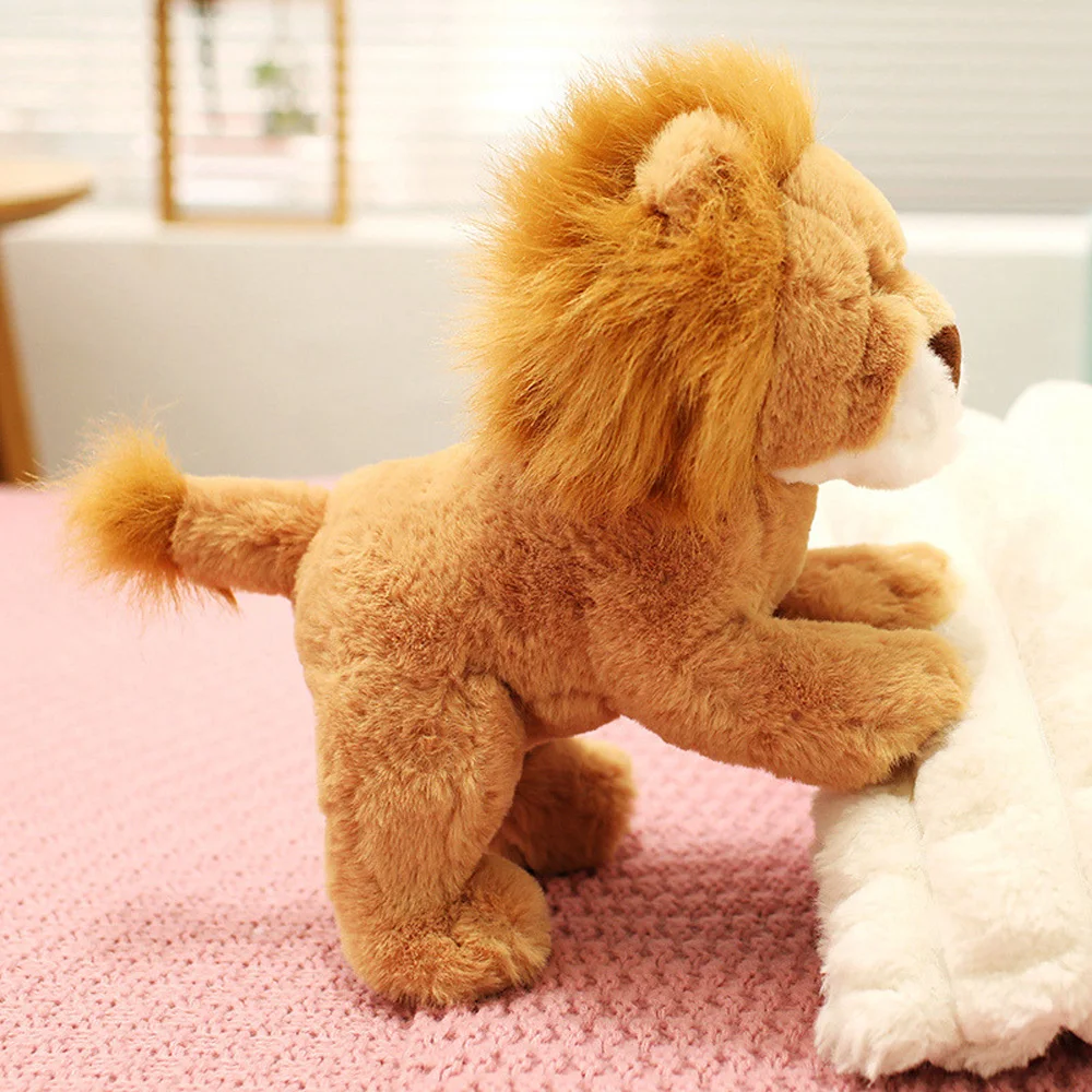 20cm Fuzzy Golden Lion Plush Toy Sitting Furry Simulated Lion Stuffed Animal Wildlife Soft Dolls Cuddle Christmas Plushie Gifts