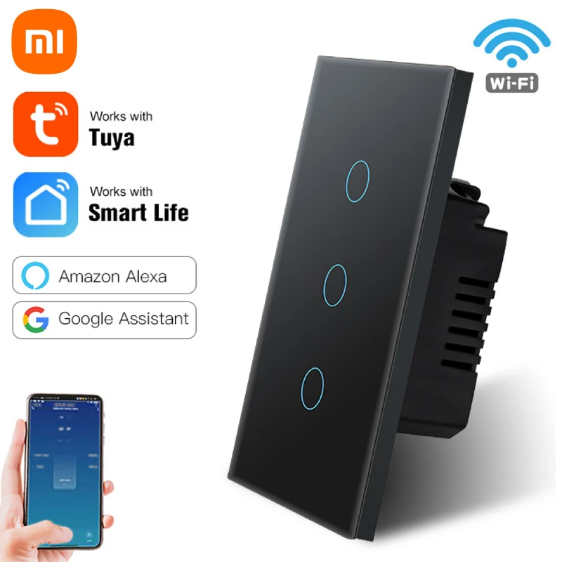 

Xiaomi Wifi Smart Switches 1/2/3/4Gang Touch Light Switch Wall Sensor 433mhz RF Switches Smart Life For Alexa Google Home Alice