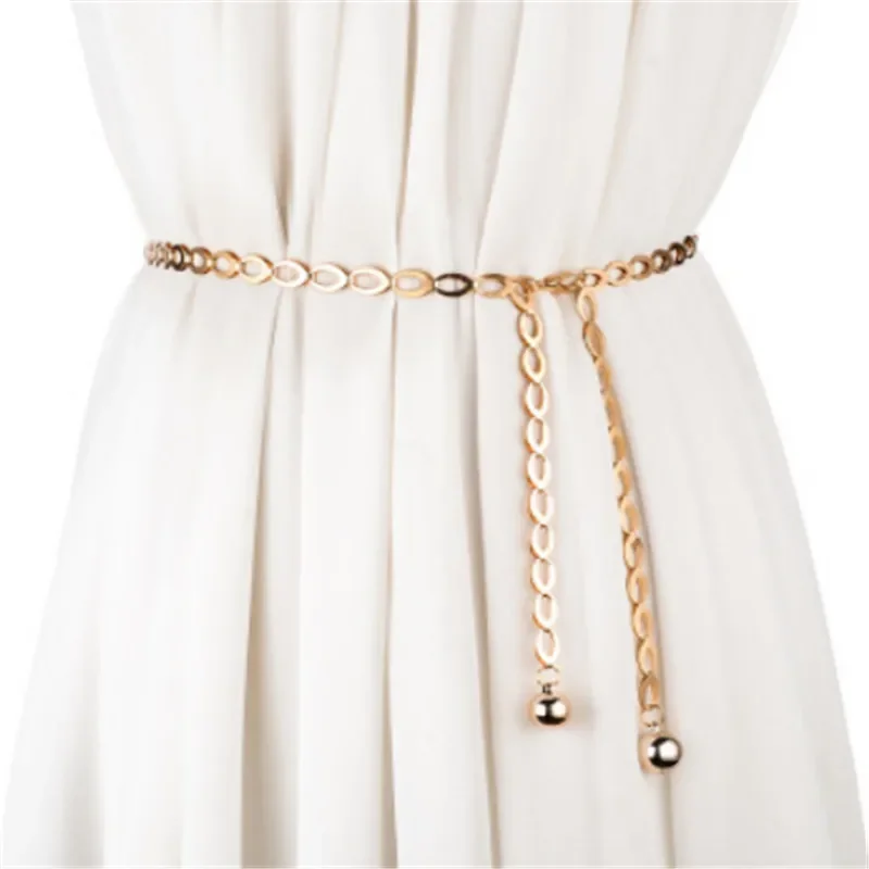 Image of Neue Schmuck Kleid Taille Metall Kette Gürtel Hohe Taille Gold Gürtel Für Frauen Mode Bündchen Alle-Spiel Gürtel Für party