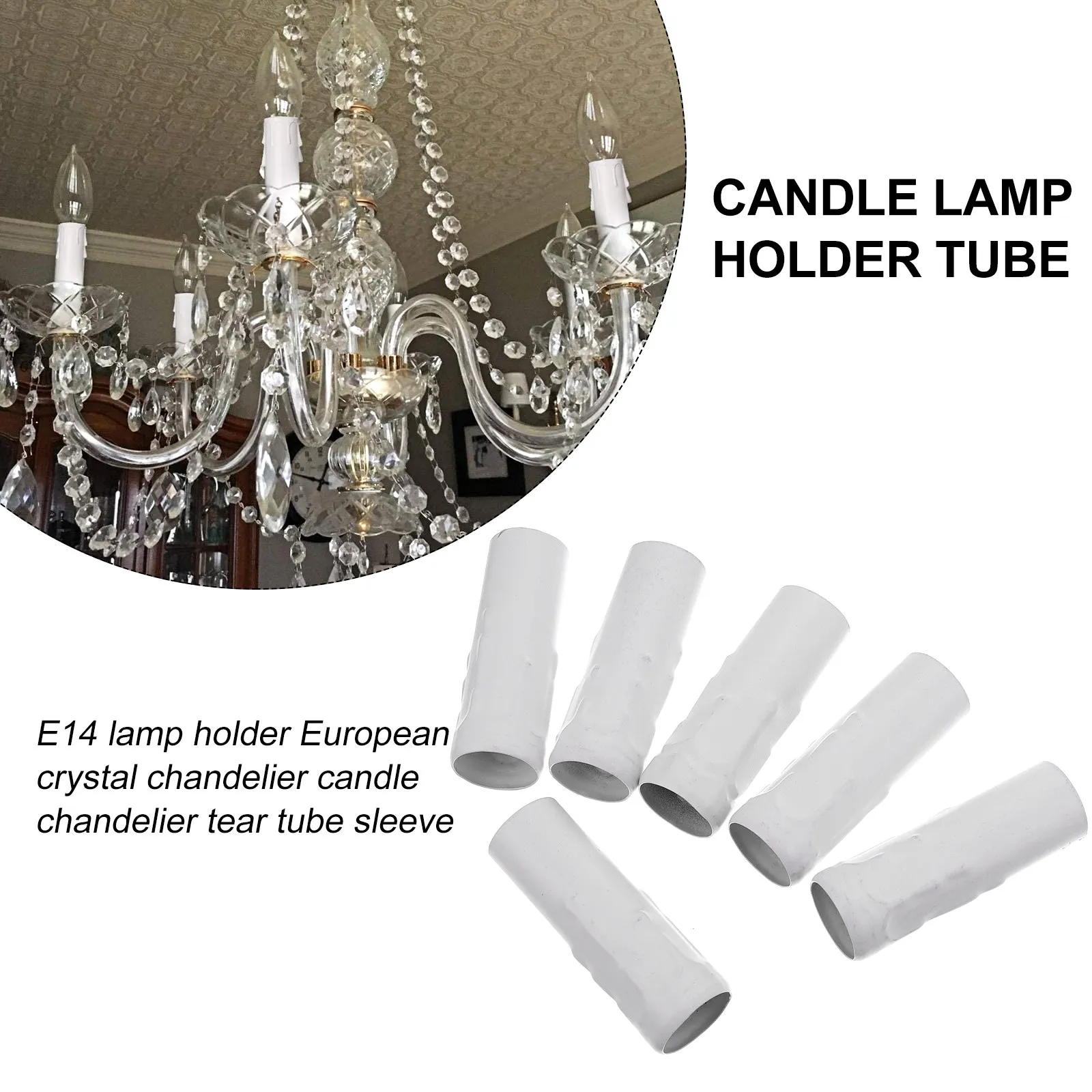 6Pcs European Style Crystal Chandelier Sleeves E14 Candelabra Socket Covers Decorative Replacement Lamp Holder