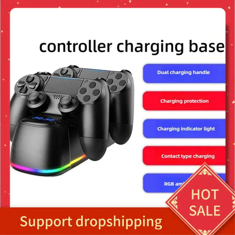 

B44C For Game Controller Charging Dual Seat Indicator Light Controller Blue Light Wireless Game Controller Charging Base Part