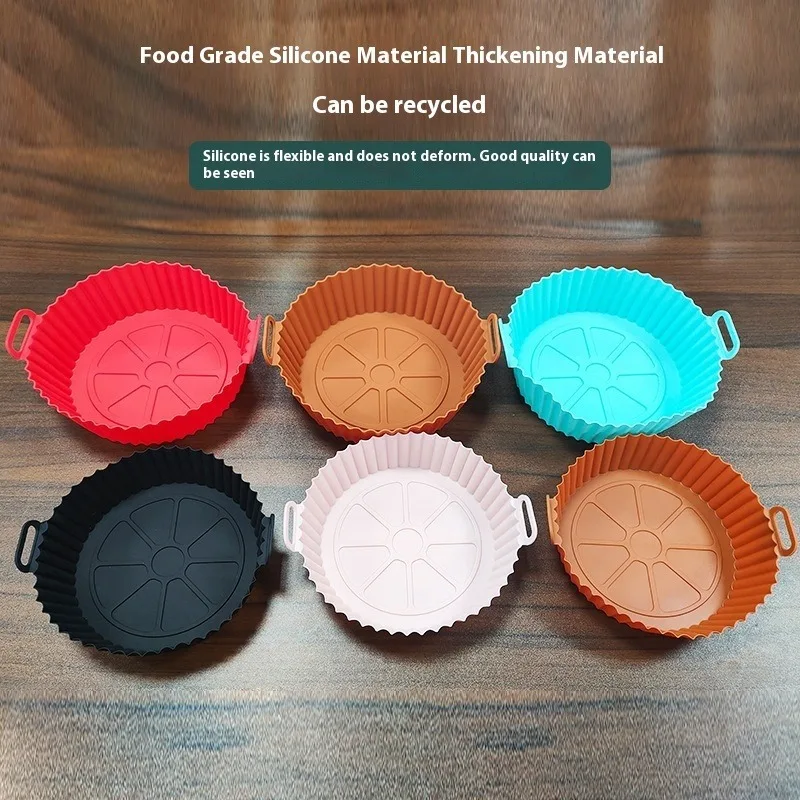 

Round Air Fryer Basket Microwave Steamer Food Grade Silicone Tray Heat Resistant Non Stick Cooking Bakeware Kitchen Accessories
