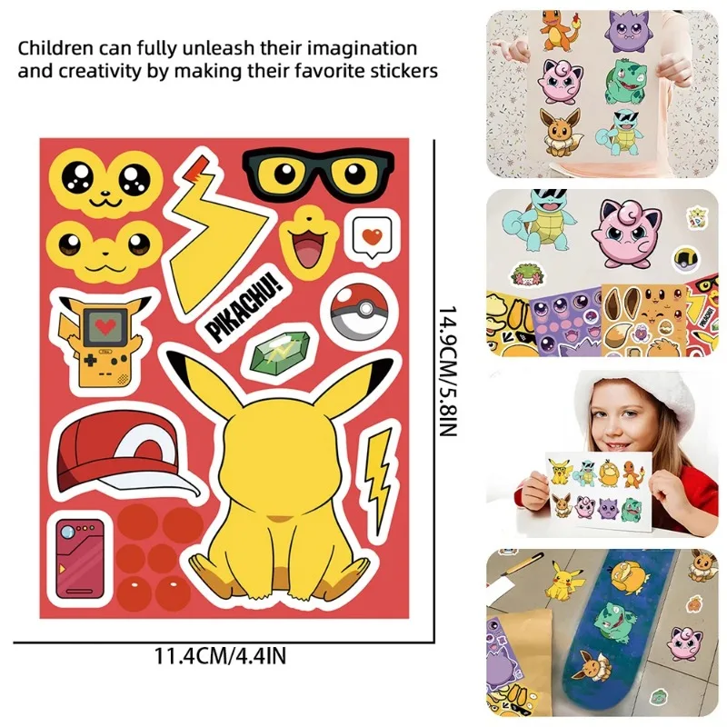 anime-pokemon-make-a-face-puzzle-stickers-children's-cartoon-diy-jigsaw-decals-8-16-sheets-funny-assembly-kids-party-gift