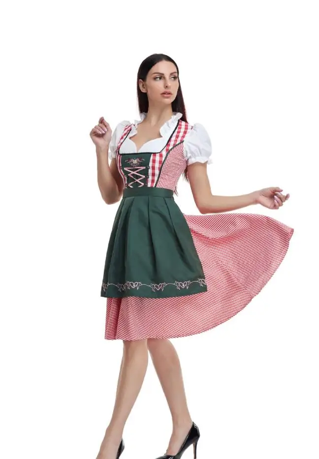 Man Women Oktoberfest Costume Dirndl Lederhosen Outfit Traditional Bavaria Beer Party Halloween Fancy Dress