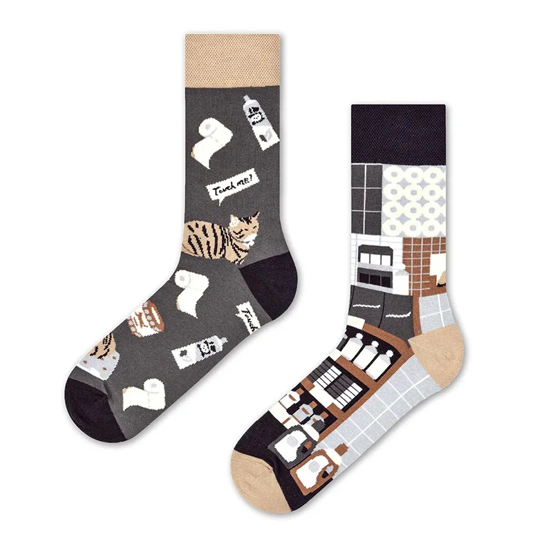 1 Paar neue kreative lustige Unisex ab Trend Baumwoll socken Paar süße Frauen Männer Neuheit Skateboard Street Fashion Crew Socken Masse