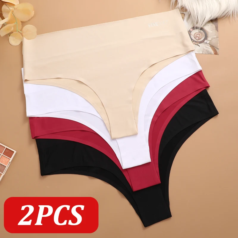 FINETOO 2 Pz/set Mutandine A Vita Alta Senza Soluzione di Continuità delle Donne Sexy di Colore Solido Elastico di Grandi Dimensioni Pantaloni Brasiliani Bikini Femminile Mutande