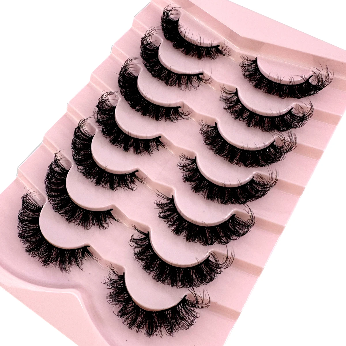 5/7 Paar russische Streifenwimpern, flauschige künstliche Nerzwimpern, Wispy-Wimpern für einen natürlichen Look, dicke, voluminöse künstliche Wimpern, lockige künstliche Wimpern – Detail 24