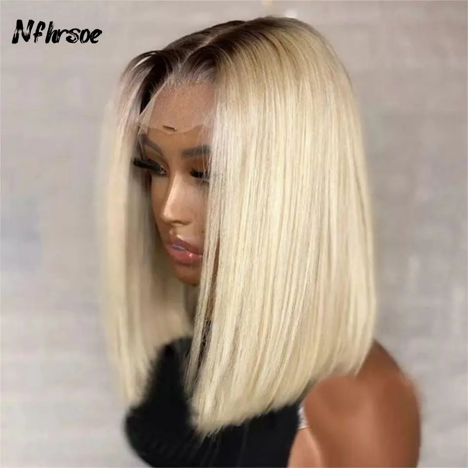 

Cosplay Brazilian Colored Human Hair Wig 1B 613 Straight Short Bob 13x4 Transparent Lace Frontal Wigs For Women Pre Plucked