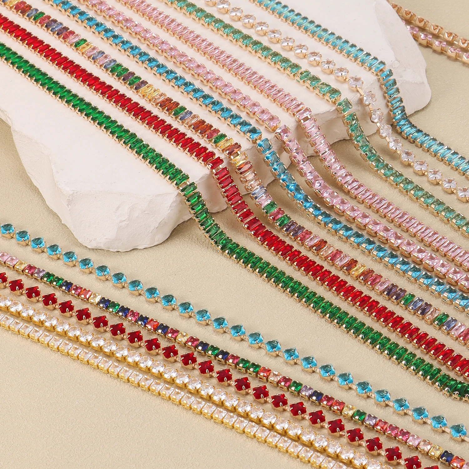 10CM 19style crystal rhinestone kc gold background with dense chain edg and cup chain rhinestone DIY craft clothing accessories
