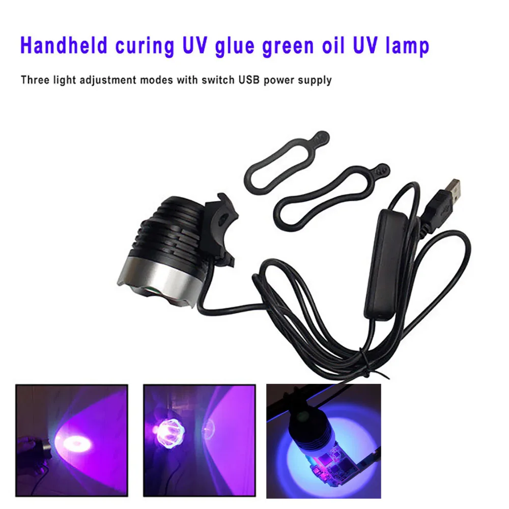 

Convenient USB mobile phone UV curing lamp three-speed adjustment 10W shadowless LED UV flashlight green oil curing nail UV lamp