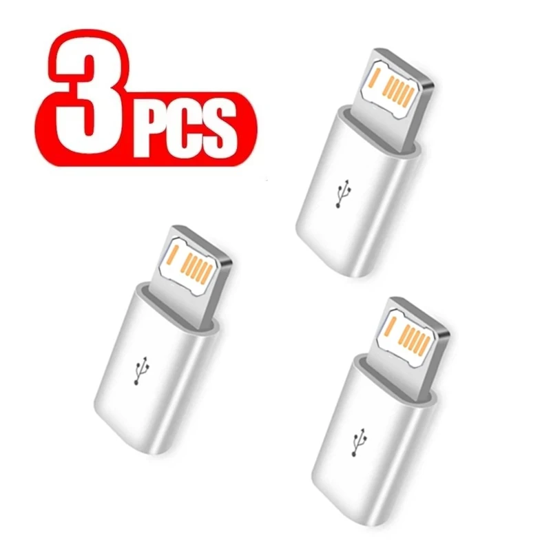 3 PCS Micro USB to Lighting OTG Adapter For iPhone X XR XS 11 12 13 14 Pro Max Fast Charging Cable Connector Data Sync Converter