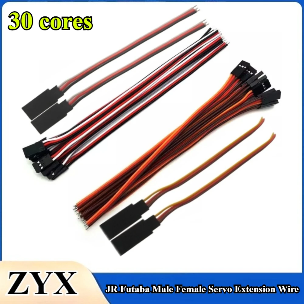 

10Pcs Prewired JR Futaba Male Female Servo Connector Plug 30 Cores Dupont 3P Wire Length 10/15/20/30/50cm for RC Car Model Plane