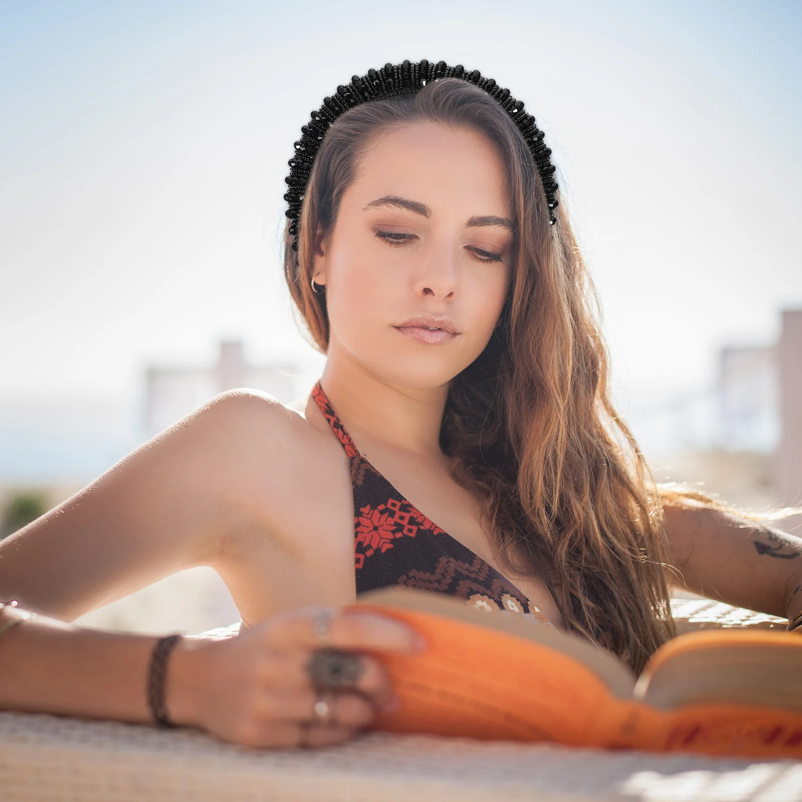 

Повязка на голову со стразами и блестками, обруч для волос для женщин и девочек, вечерние, свадебные, выпускные, пляжные, садовые, аксессуары для волос