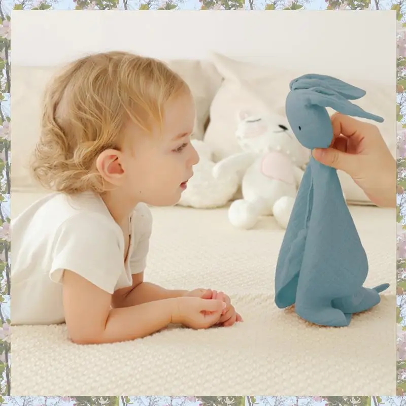T84C-Loveys للأطفال شخصية الشاش محبوب بطانية مخصصة مطرزة الطفل بطانية أمان الأرنب المعزي مع Nam