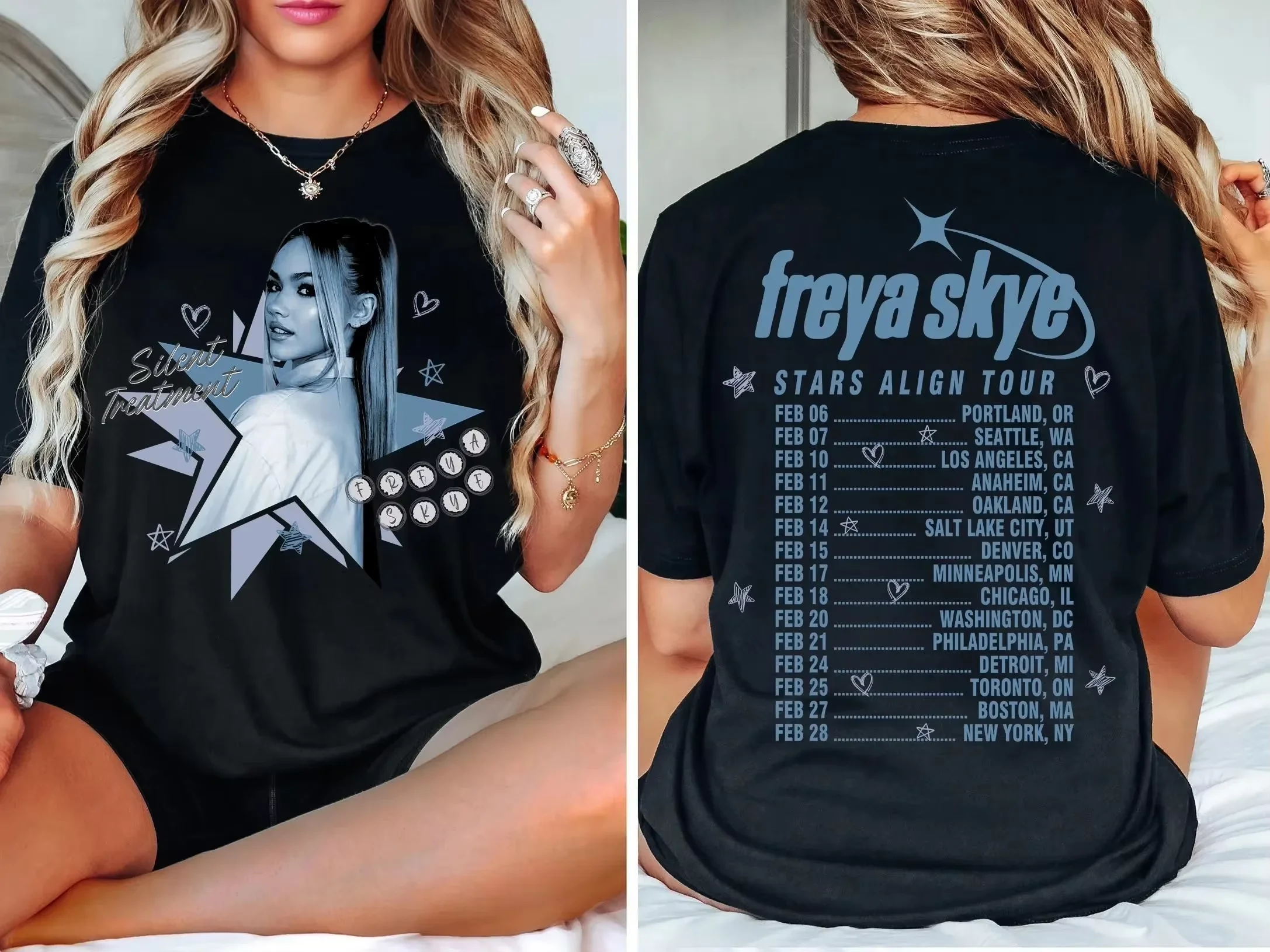 2026 Freya Skye Stars Align Tour Festival T-shirt Unisex Oversized Cotton Short Sleeve Streetwear Casual Tops For Men Women