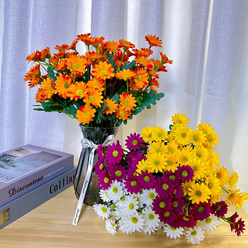 Artificial Flowers Daisy Silk Bouquet Fake Flower DIY Decor for Vase Home Wedding Christmas Flores Artificial Para Decoración