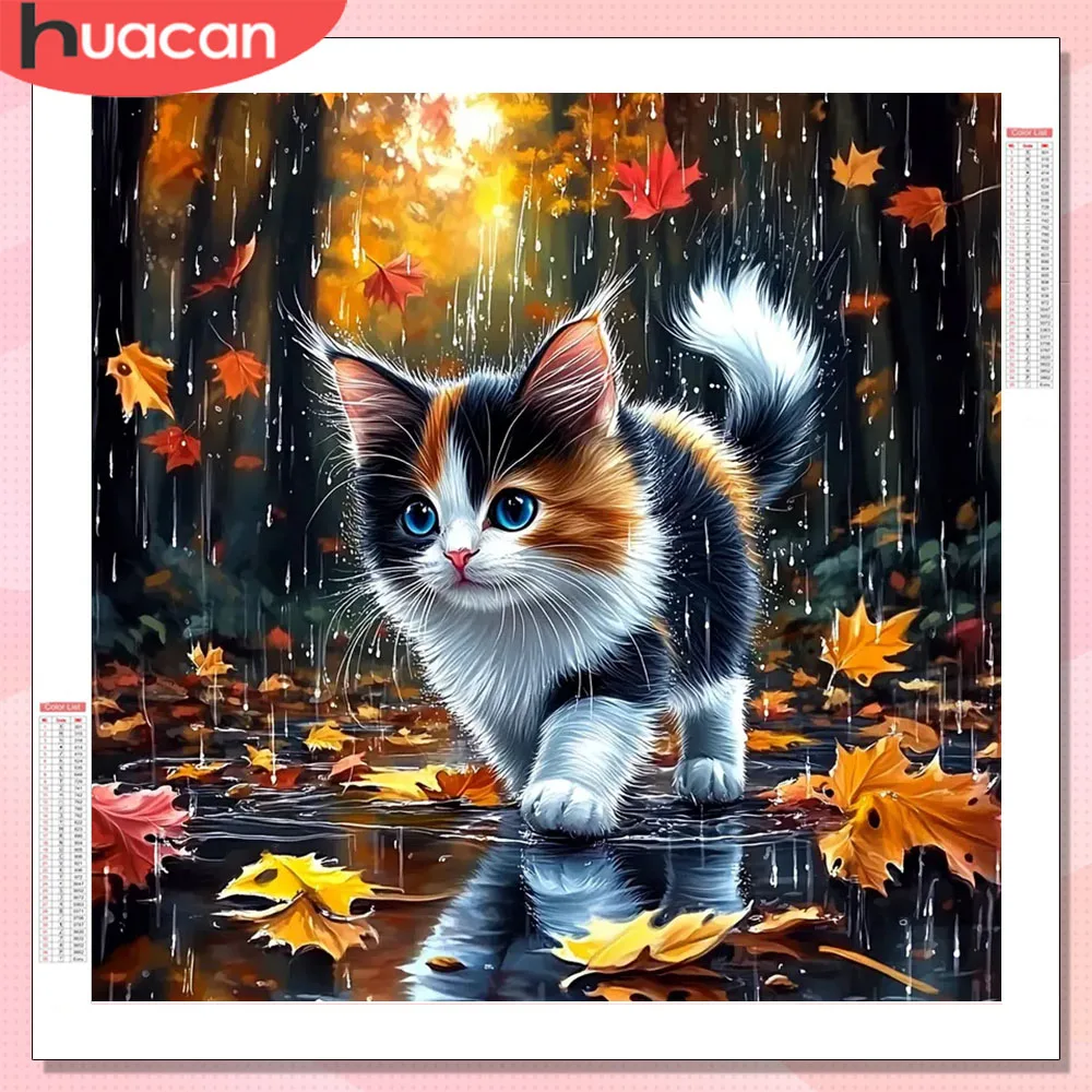 HUACAN Vollbohrer Diamant Malerei Katze Tier Kreuzstich Mosaik Herbst Stickerei Wand Dekor Bild von Strasssteinen