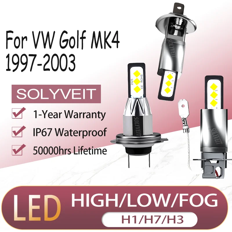 

Качественные светодиодные фары H1 H7 H3 (ближний/дальний свет, противотуманные) для VW Golf MK4 1997-2003