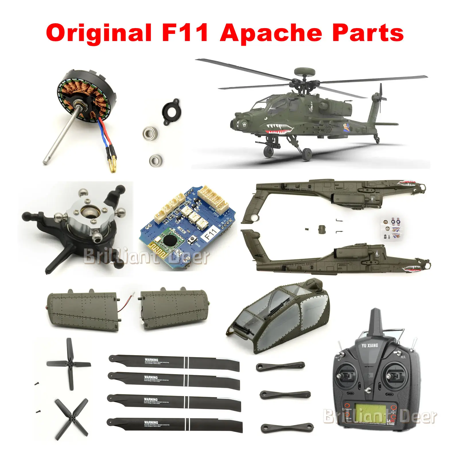 

Оригинальные запасные части для YuXiang F11 Apache Gyro RC Вертолет Основная ручка лезвия Корпус головки маршрутизатора