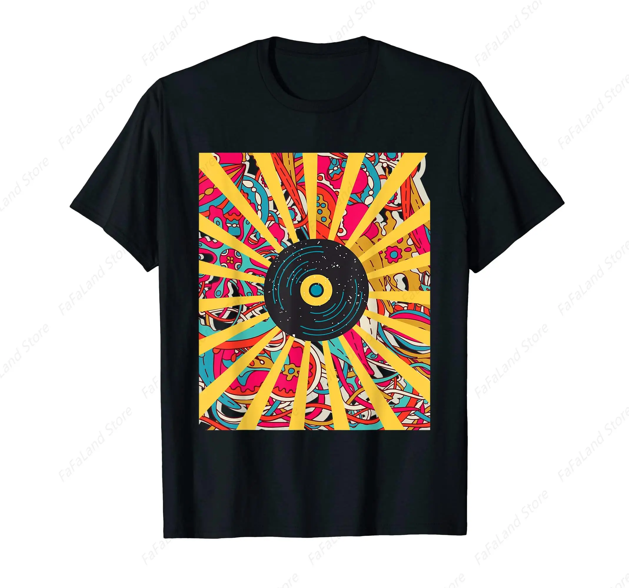 Colored Vinyl Record Retro Vintage Throwback Music T-Shirt for Men Women Cotton Top Tee