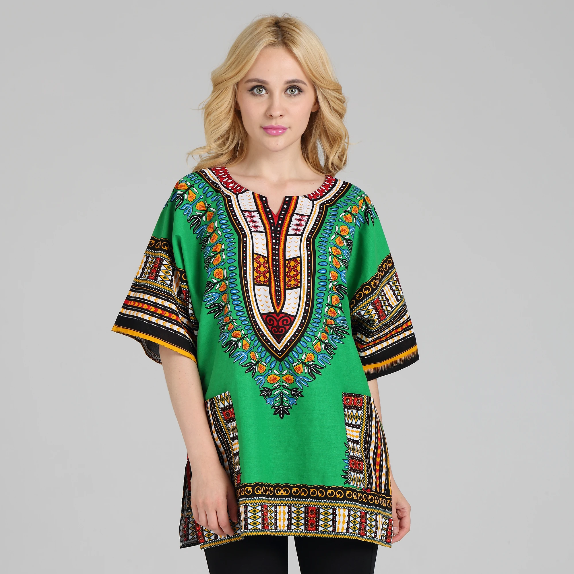 Traditional African Dashiki Shirt in Light Thin Grade Batik Cotton African Cuba Havana Beach Shirt Poncho