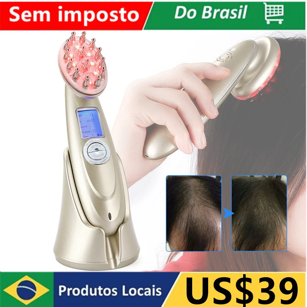 Electric Laser Hair Growth Comb Infrared EMS RF Vibration Massager Microcurrent Hair Care Hair Loss Treatment Hair Regrowth