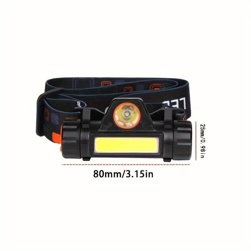 USB Rechargeable High Bright LED Headlamp, IP44 Splash Resistant Portable Head Torch for Camping Hiking Emergency Outdoor Work