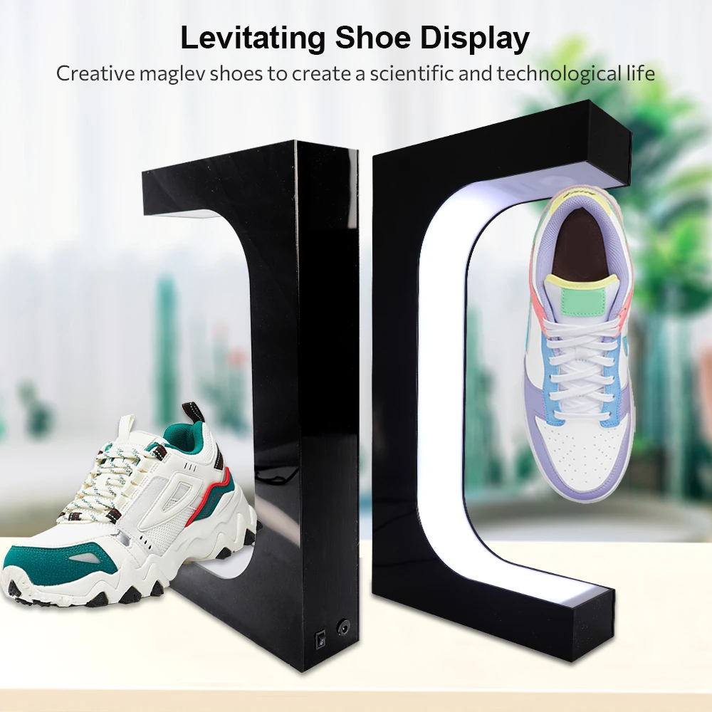 Creative Levitating Magnetic Floating 360 Degree Shoe Display Stand Shoes Shop Sample Showcase Led Shoes Rack Sneaker Storage