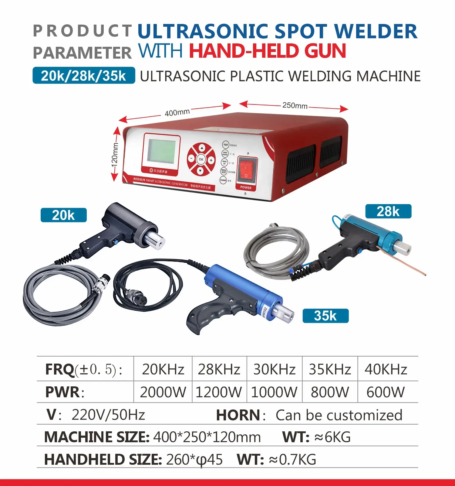 Mass 28k 35k Portable Handheld Spot Welder Ultrasonic Plastic Welding Machine