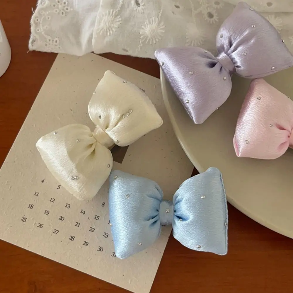 โบว์วัสดุสีฟองน้ําโบว์ Duckbill คลิปวัสดุทําด้วยมือ DIY วัสดุสามมิติ Rhinestone