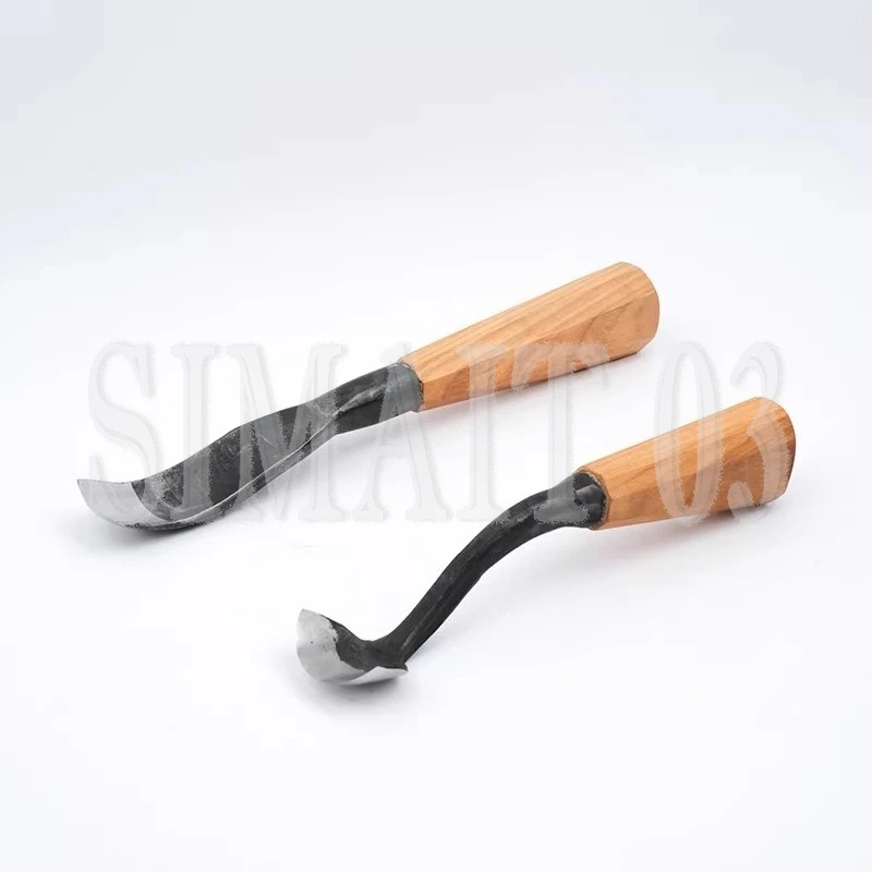 Bowl & Cup Carving Chisel Set | Curved Woodworking Gouges & Scrapers | Cherry Wood Hollowing Tools