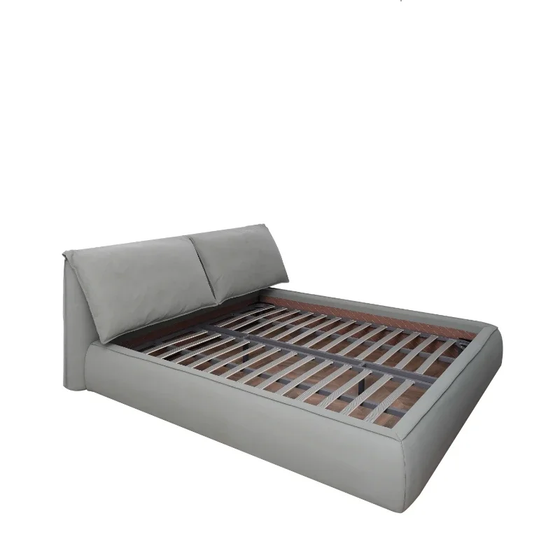 

Classic Grey Adjustable "Elephant Ears" Soft Packed Goose D own Leather Be d Queen Be d