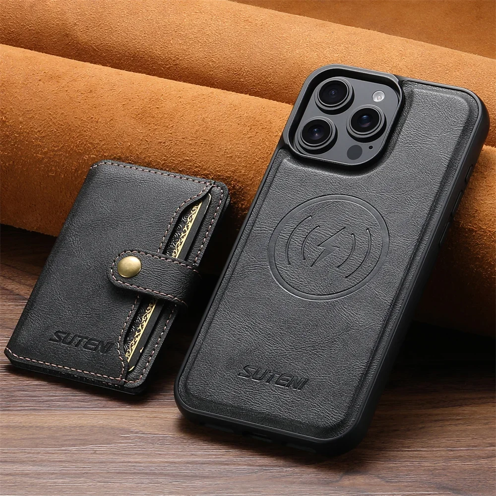 

Detachable for MagSafe Magnetic Wallet with Card Holder Phone Case for IPhone 16 Plus 15 14 13 12 Pro Max Leather Cover