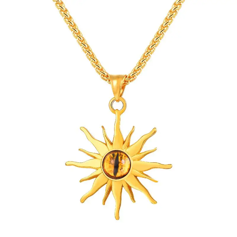 

Eye of Sauron Pendant Necklace Stainless Steel Monster Evil Eye Jewelry Eye of Flame Sun Flower Necklace