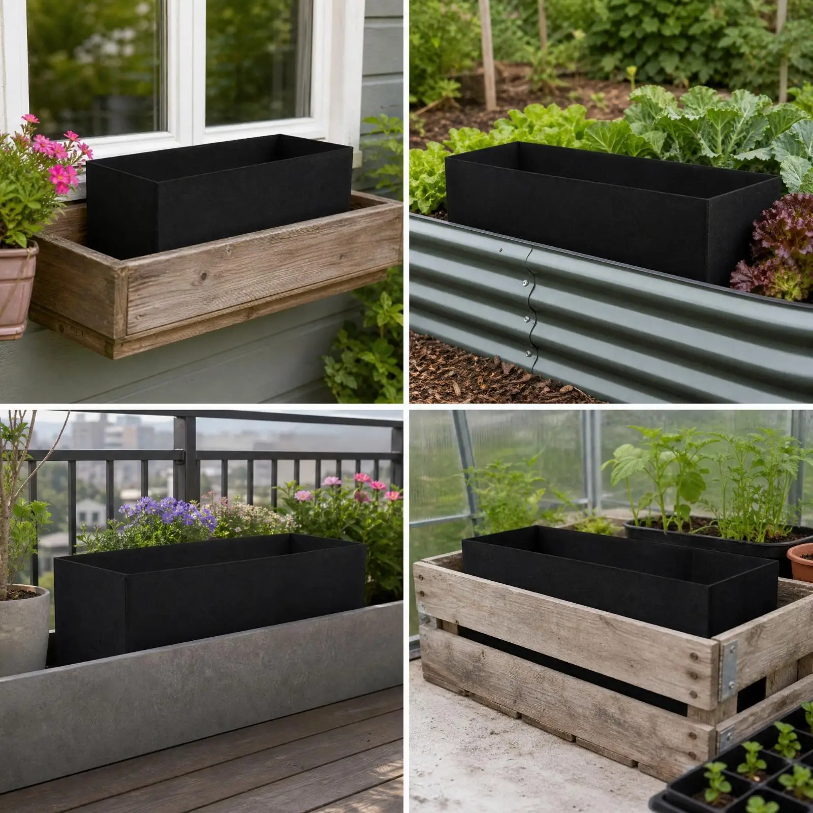 Planter Box Inner Liner Nonwoven Fabric Rectangular Insert for Garden Vegetable Seedling Growing