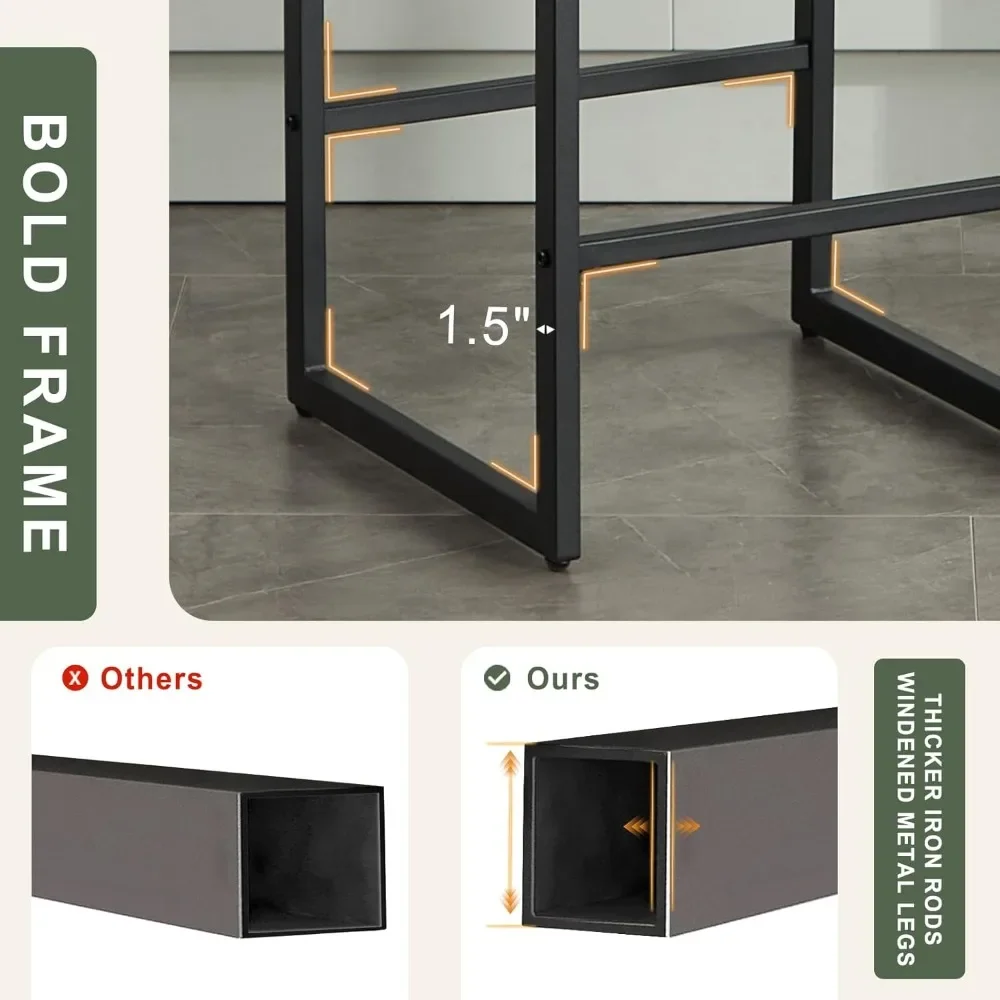 مجموعة مقاعد بار حديثة بارتفاع عداد مكونة من 3 قطع، كراسي بارتفاع 26 بوصة مع ظهر، ومقاعد من القماش المنجد، ومقاعد للبار المعدنية #5