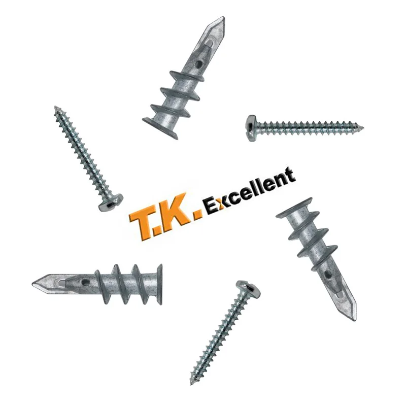 Hollw Wall Plasterboard Anchor Zinc Alloy Drywall Self-drilling  Anchors E8/13*41mm #8*1-1/4 Tapping Screw