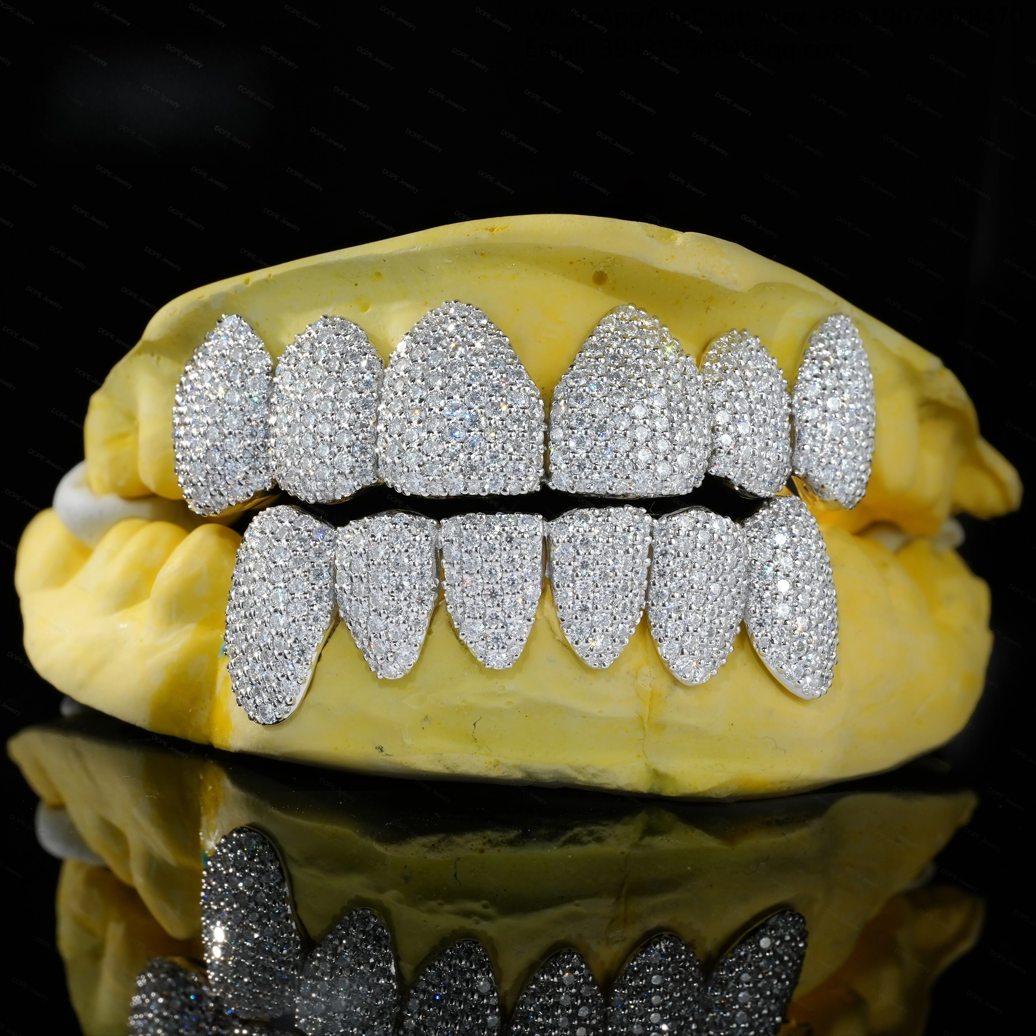 

Pass Diamond Tester Grillz Hop Ice Out Teeth 925 Sterling Silver 8 On 8 Custom Honeycomb Set Moissanite Grillz
