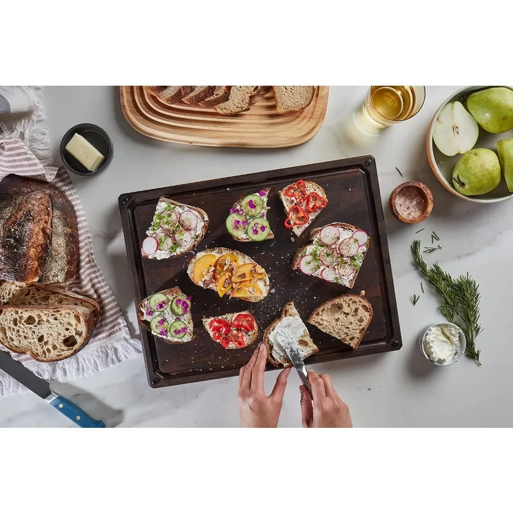 

Things for the Kitchen Cutting Board Made in USA Large Thick End Grain Walnut Wood Cutting Board With Non-Slip Feet Juice Groove