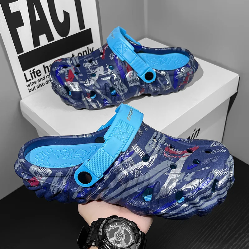 

Мужские летние повседневные дышащие легкие сандалии, модные кроссовки, удобные слипоны из ЭВА на плоской подошве для пляжа