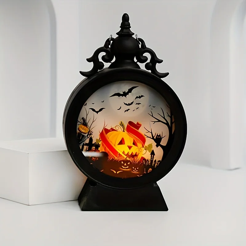 โคมไฟภายในอาคารตกแต่งฮาโลวีนโคมไฟวินเทจสำหรับตกแต่งของขวัญปาร์ตี้ฮาโลวีนพร้อมเทียน LED แบบพกพา