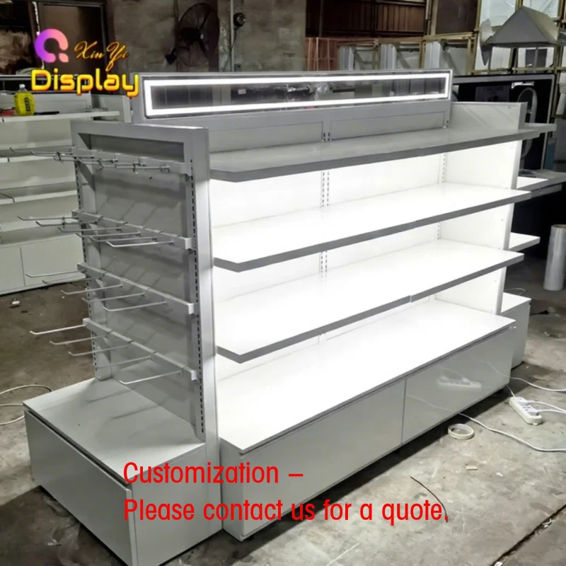 custom.XINYI Custom LED Lighting Stainless Steel Heavy Duty Modern Makeup Counter Multi-Layer Cabin