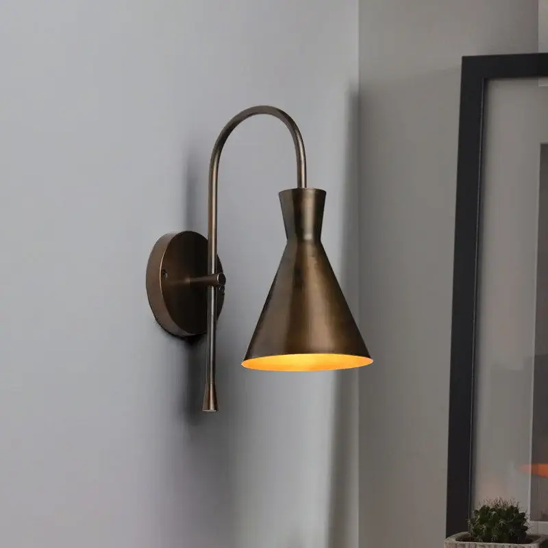 

Medieval Retro/iron Copper Wall Lamps Hotel Homestay Living Room Bedroom Study Corridor Designer Minimalist Indoor Sconces Light