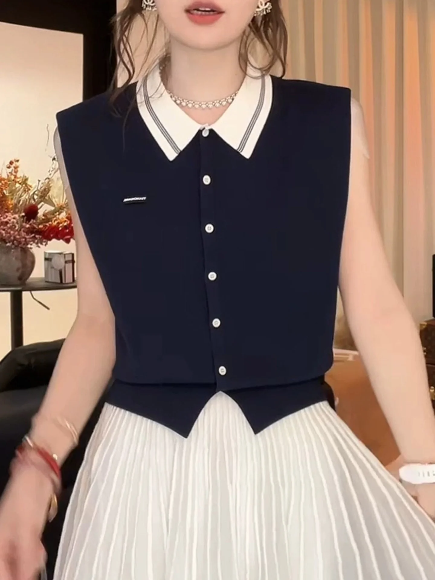 

Модный вязаный жилет женский летний с цветными блоками, дизайнерский топ, европейский люксовый бренд, прямой крой, из шелковой смеси