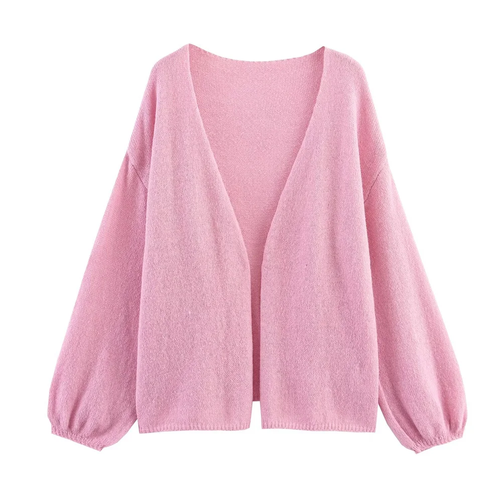 Cardigan tricoté de style européen et américain pour femmes, vêtement à la mode, simple et polyvalent, de couleurs fraîches et propres, nouvelle collection