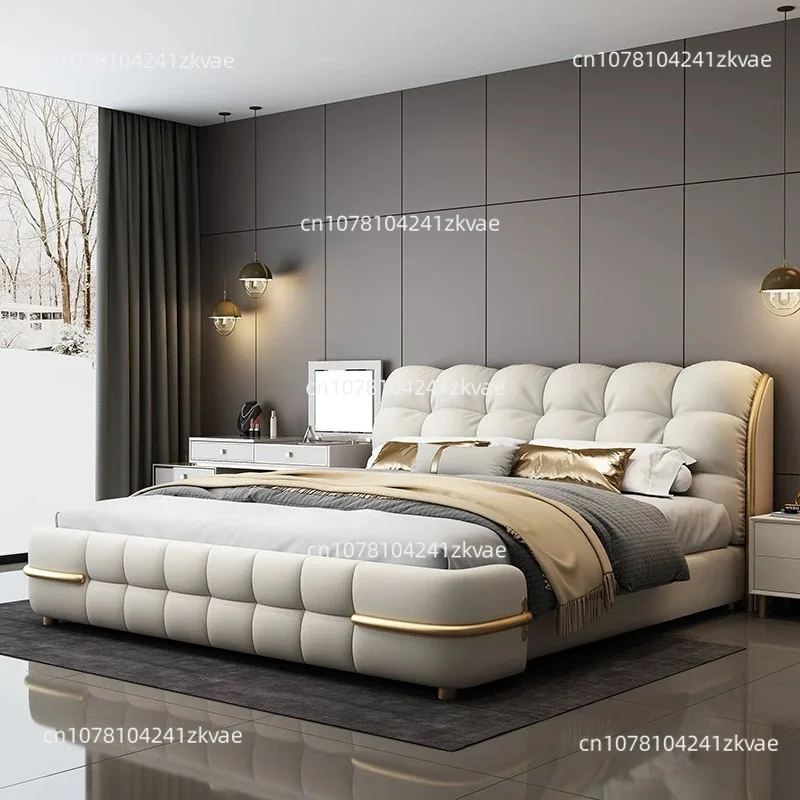 Modern Luxury Wooden Bedroom Furniture Soft Up-holstered Full king Size Double Beds Frame Leather with Storage Italy Design