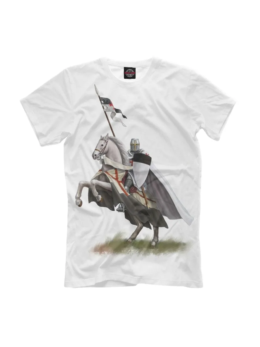 Knight on Horseback  Knights Templar Art Printed T-Shirt. Summer Cotton Short Sleeve O-Neck Mens T Shirt New S-3XL