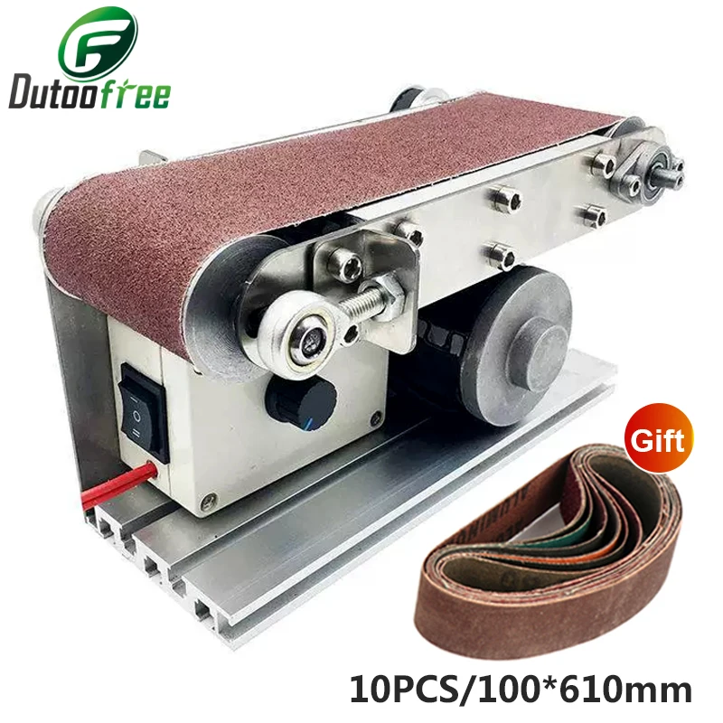 Desktop Cinto Máquina de Polimento Faça Você Mesmo Máquina Moagem Cortador Bordas Apontador Multifuncional Lixadeira com 10 Peças Cinto 400w